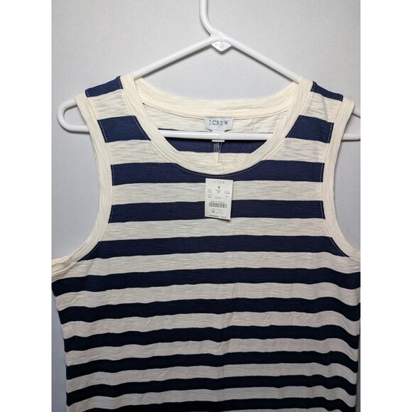 J. Crew Dress Womens M Blue Stripes Cotton Tank Sundress Beach Cover Resort NWT - Picture 4 of 10